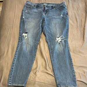 Old Navy Blue Straight Leg Jeans with Distressed Details